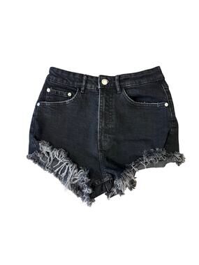 ZARA Black Denim Cutoff Jean Shorts Jorts Women size 4 Cotton Casual